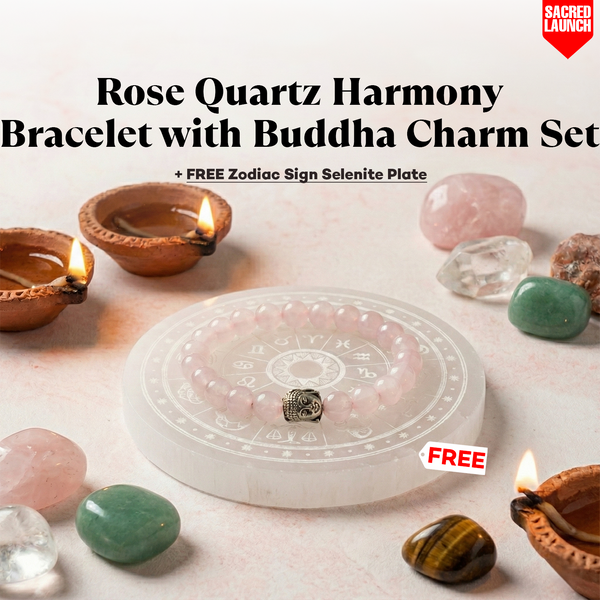 Rose Quartz Harmony Bracelet with buddha charm Set