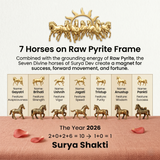 7 Horses on Raw Pyrite Frame