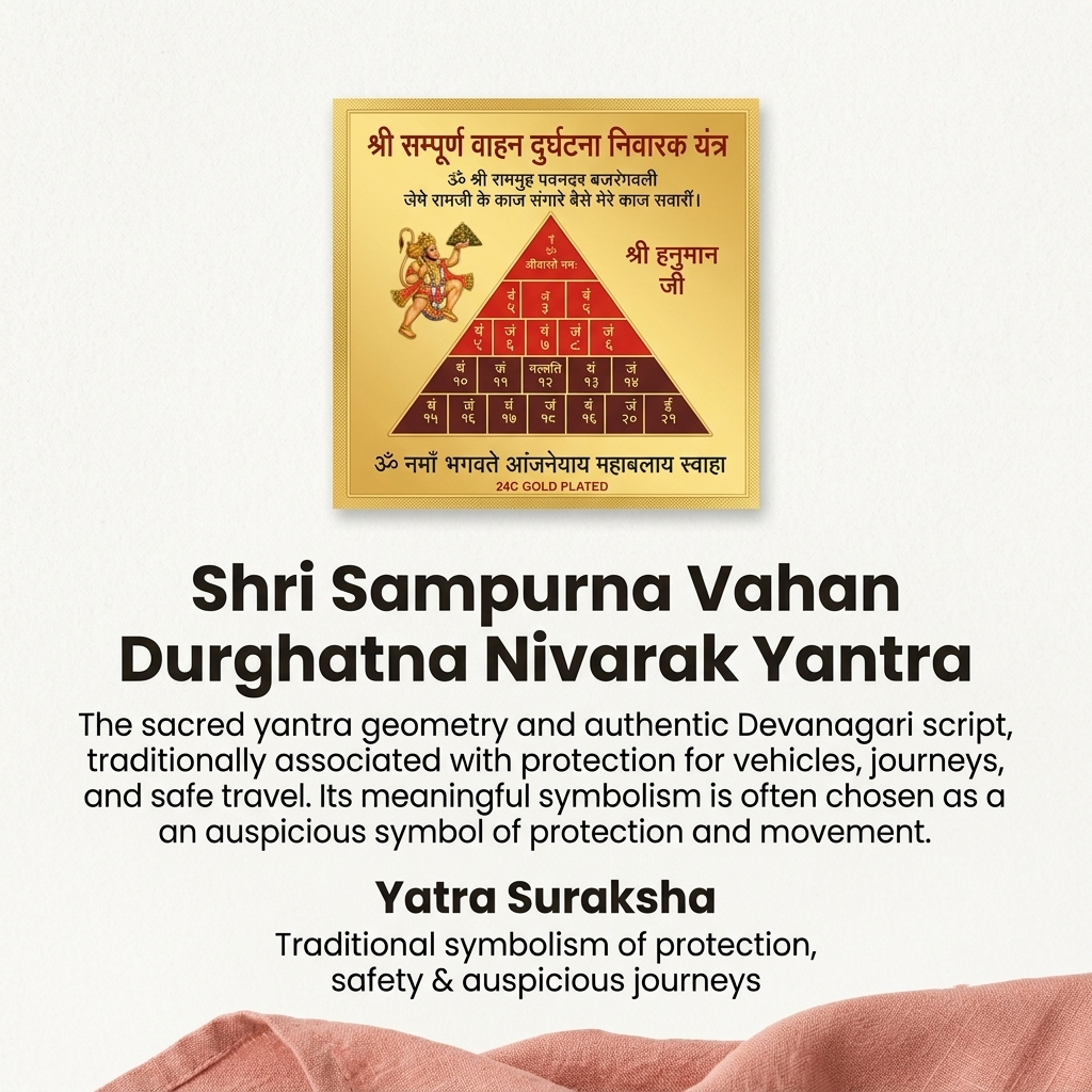 Shri Sampurna Vahan Durghatna Nivarak Yantra on Raw Pyrite Frame
