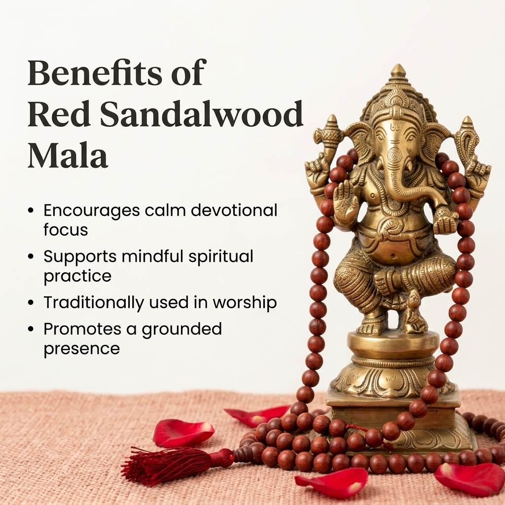 Red Sandalwood Jaap Mala - 108+1 Beads