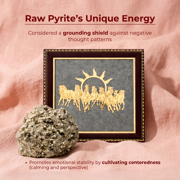 7 Horses on Raw Pyrite Frame