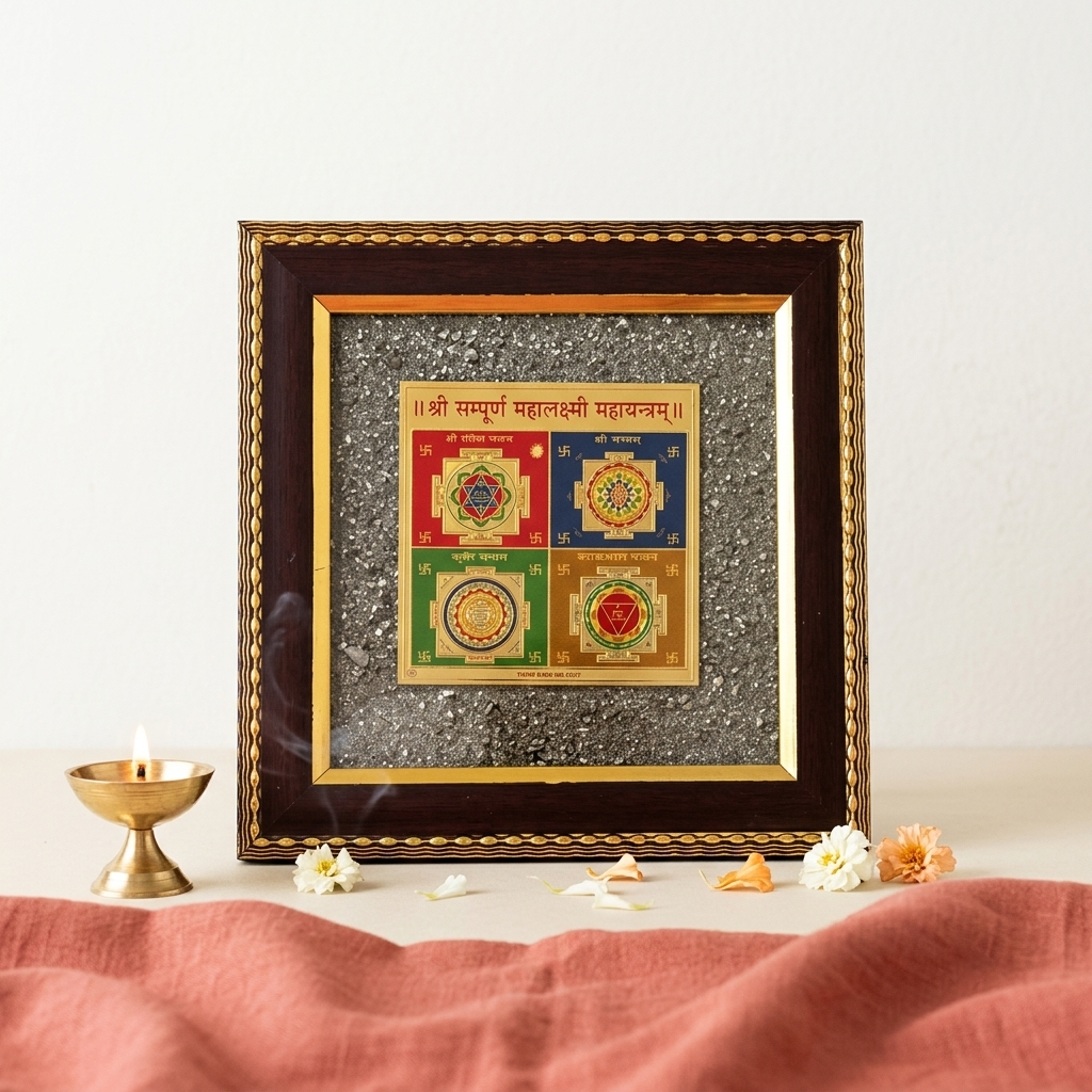 Shri Sampurna Mahalakshmi Mahayantram on Raw Pyrite Frame