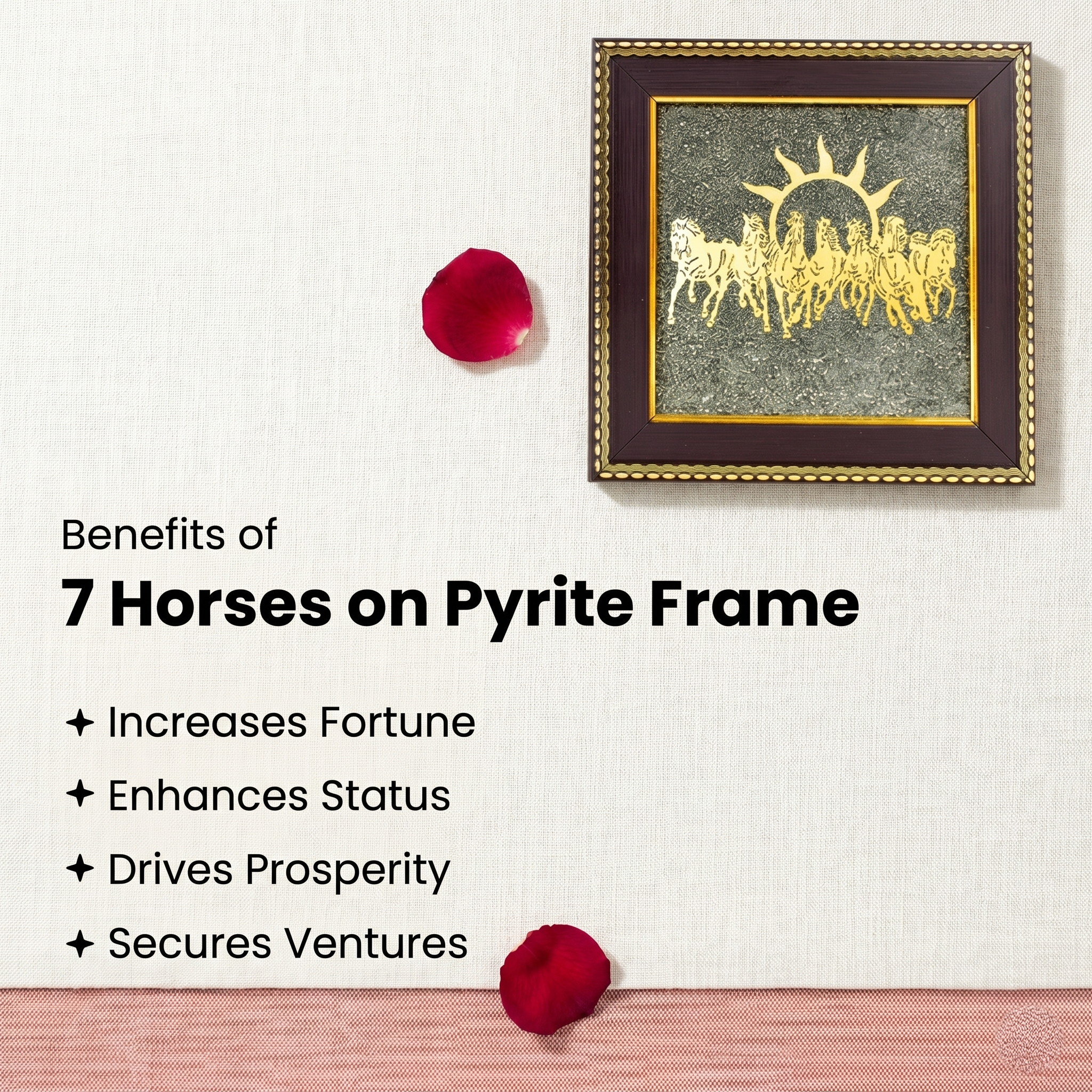 7 Horses on Raw Pyrite Frame