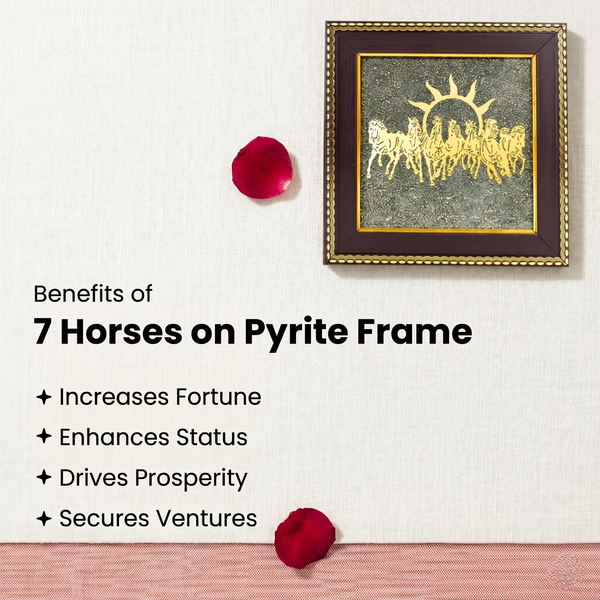 7 Horses on Raw Pyrite Frame