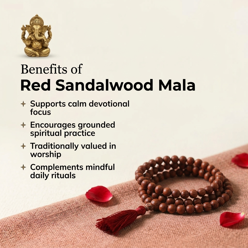 Red Sandalwood Jaap Mala - 108+1 Beads