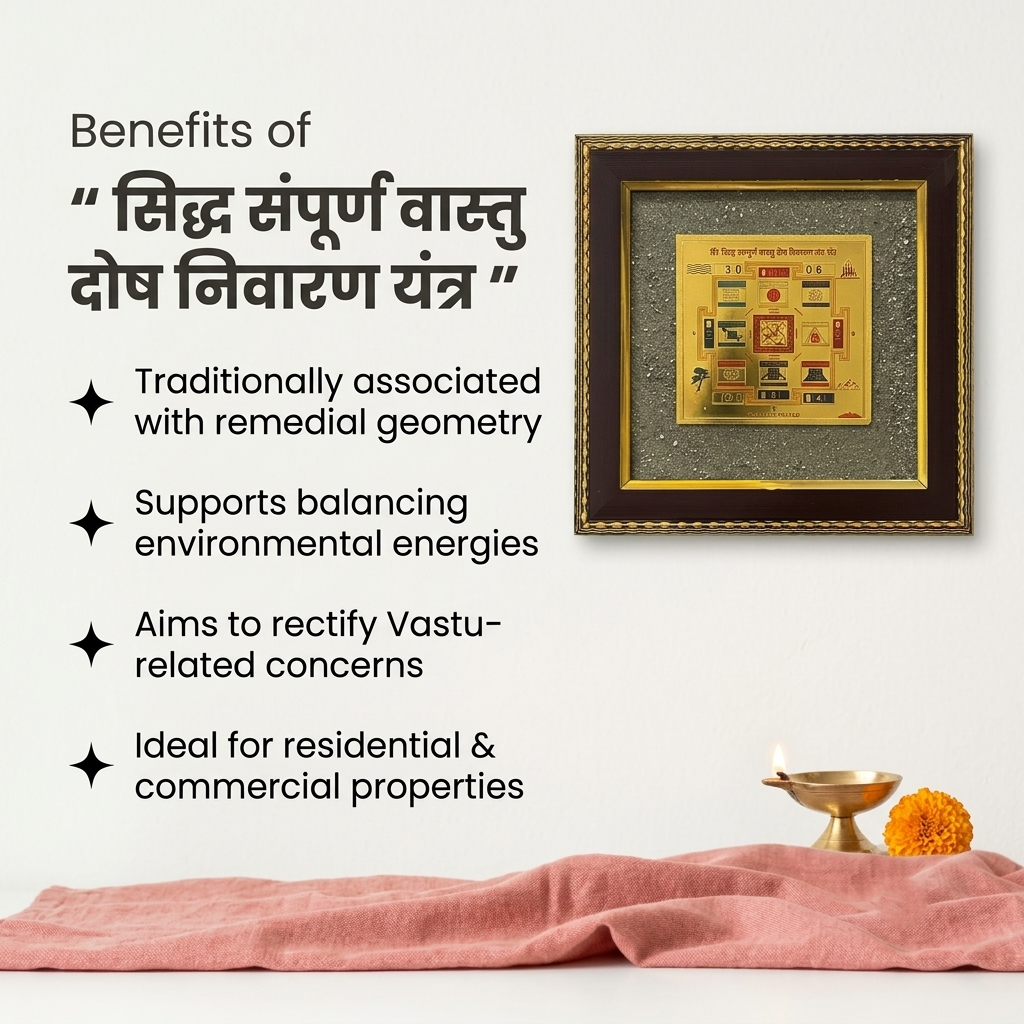 Sampurna Vastu Dosh Nivaran Yantra on Raw Pyrite Frame