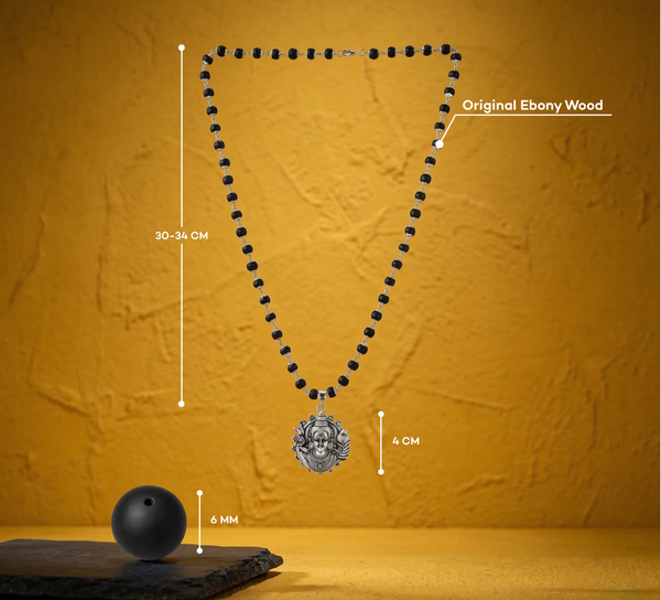 Siddhi Divine Lord Murugan Face Silver-Capped Karungali Pendant