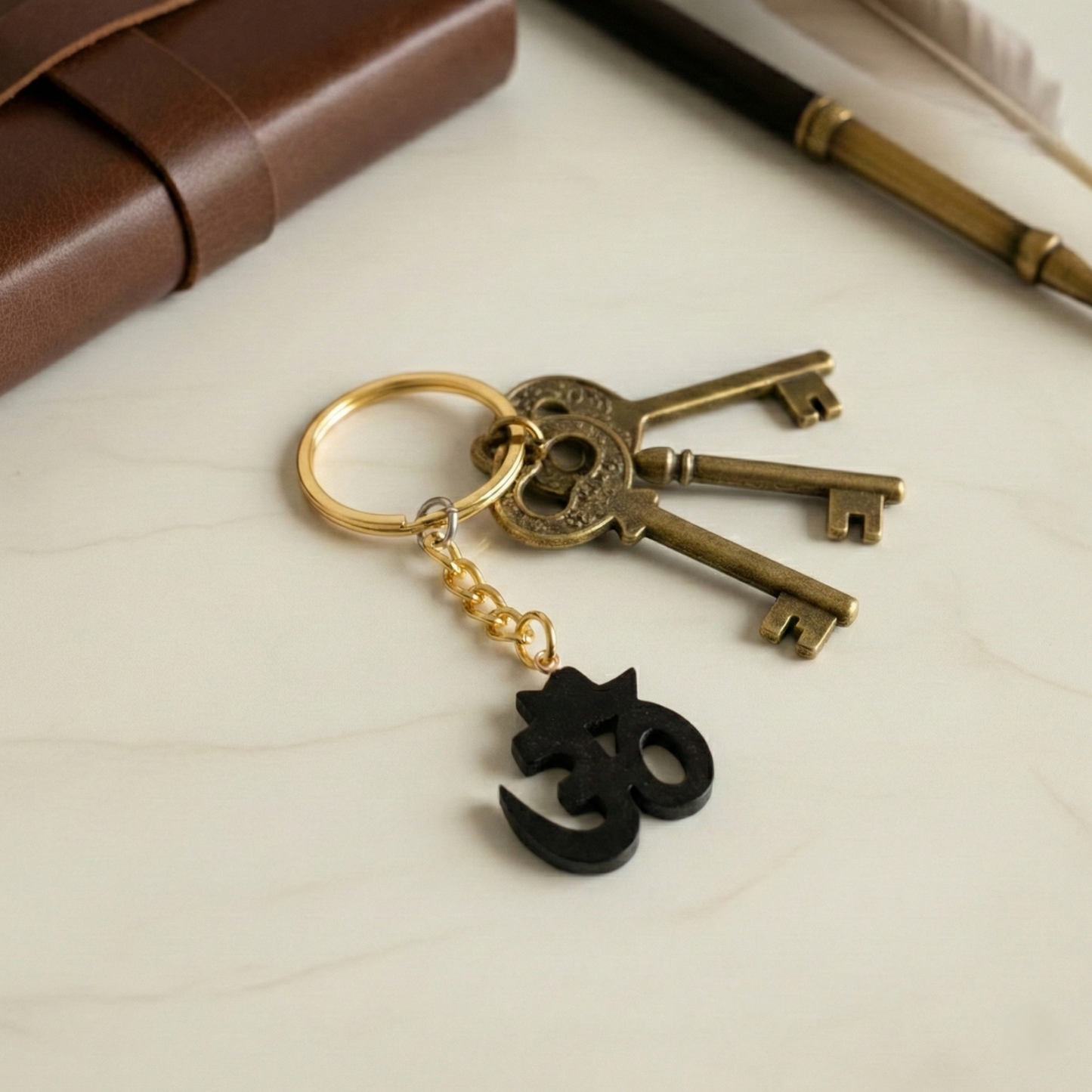 Karungali Om Black Ebony Sacred Symbol Keychain