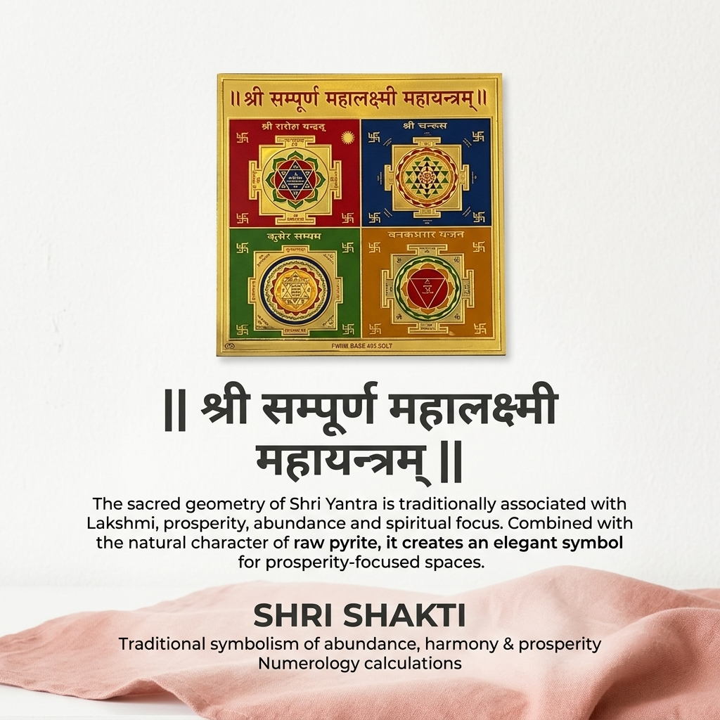 Shri Sampurna Mahalakshmi Mahayantram on Raw Pyrite Frame