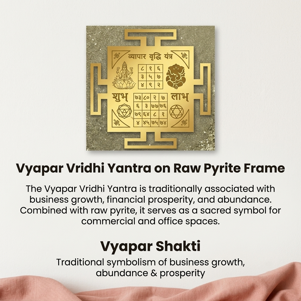 Vyapar Vriddhi Yantra on Raw Pyrite Frame
