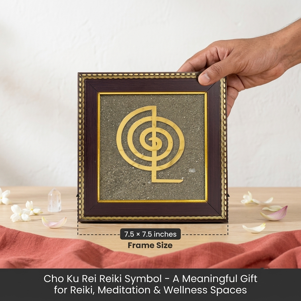 Cho Ku Rei Reiki Symbol on Raw Pyrite Frame
