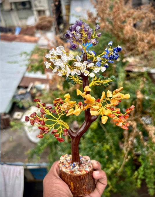 🌈 Seven Chakra Tree – Energy Alignment & Aura Balance Crystal Tree