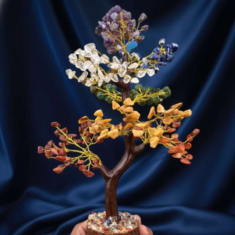 🌈 Seven Chakra Tree – Energy Alignment & Aura Balance Crystal Tree