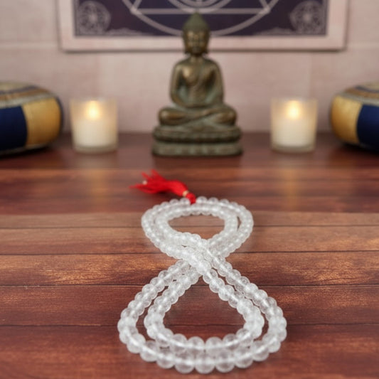 Clear Quartz 108 Bead Mala – For Healing & Inner Peace