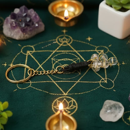 🤍 Clear Quartz Aura Clarity Crystal Keychain