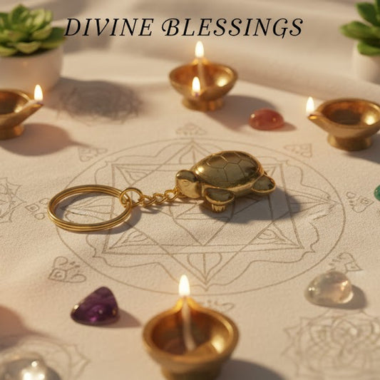 🐢 Golden Pyrite Turtle Protection Abundance Keychain