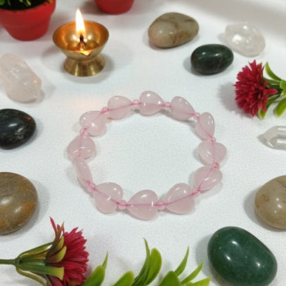 Rose Quartz Heart Love Healing Bracelet