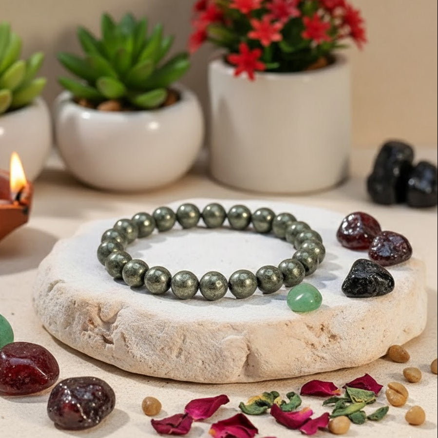 Raw Pyrite Focus Bracelet Set