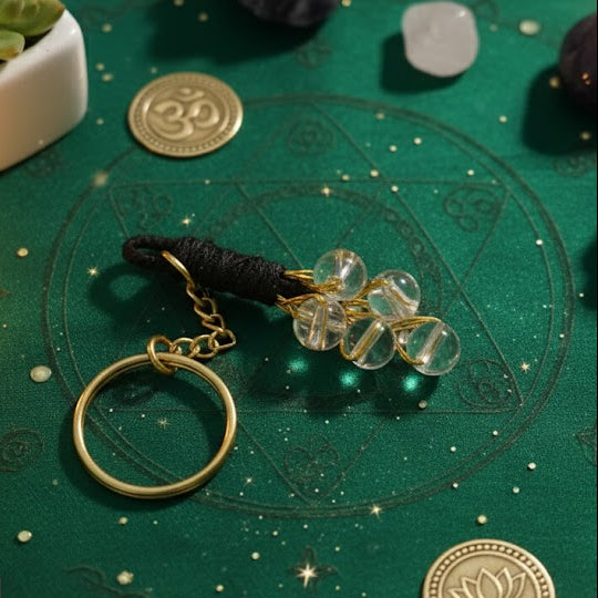 🤍 Clear Quartz Aura Clarity Crystal Keychain