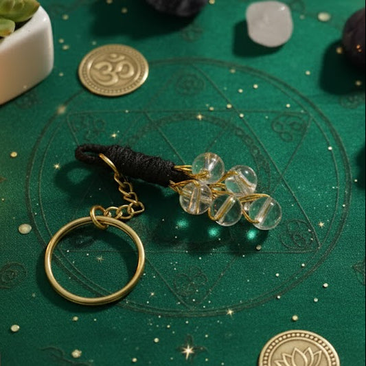 🤍 Clear Quartz Aura Clarity Crystal Keychain