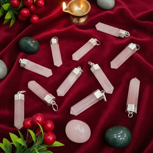 💖 Love Attraction Rose Quartz Pencil Pendant