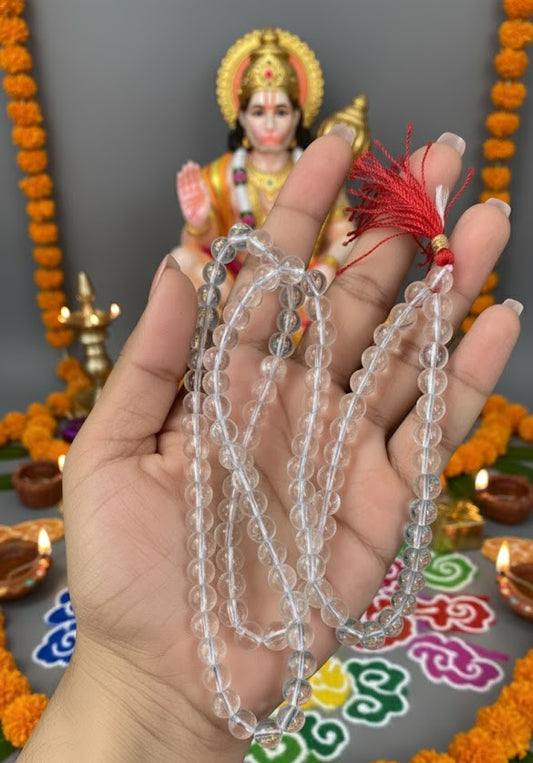 Clear Quartz 108 Bead Mala – For Healing & Inner Peace