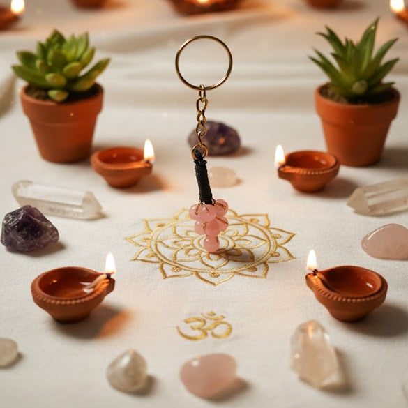 ❤️ Rose Quartz Love Harmony Crystal Keychain