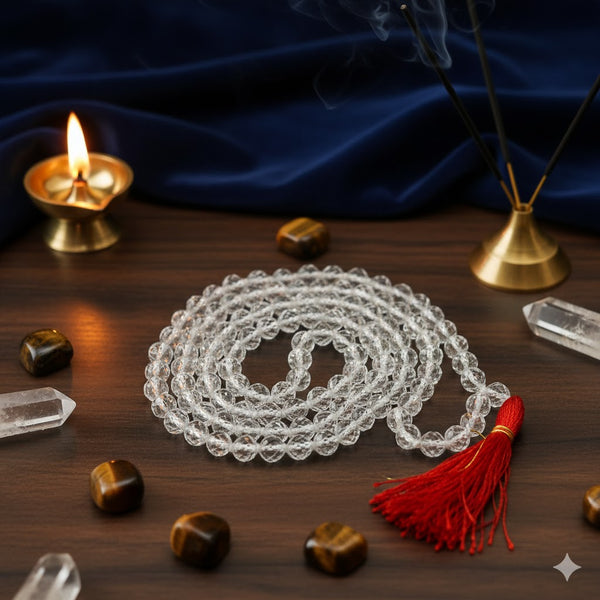 Clear Quartz 108 Bead Mala – For Inner Peace