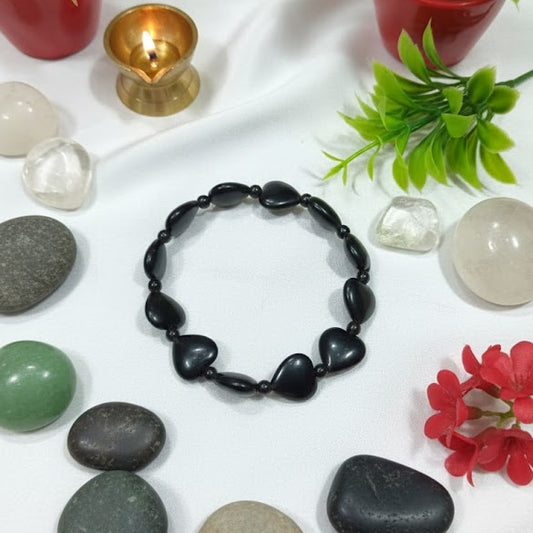 Black Tourmaline Heart Protection & Grounding Bracelet