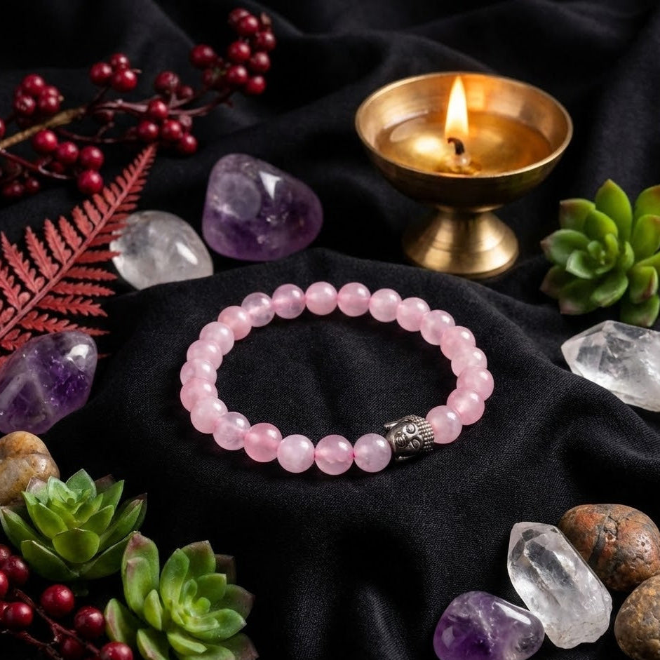 Buddha Charm Rose Quartz Bracelet