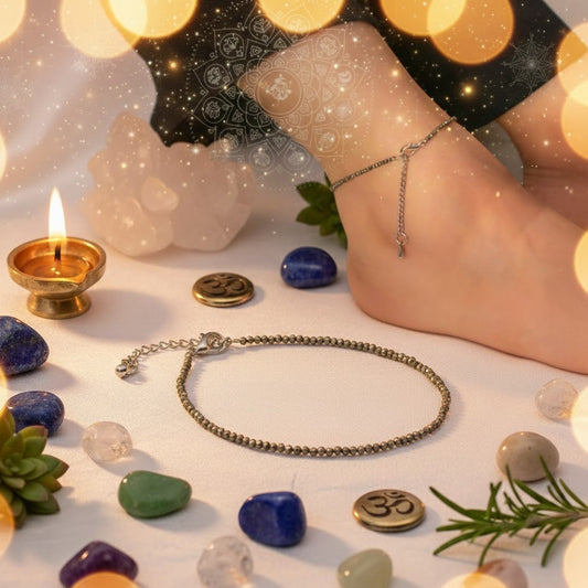 Raw Pyrite Anklet - Wealth • Confidence • Grounding