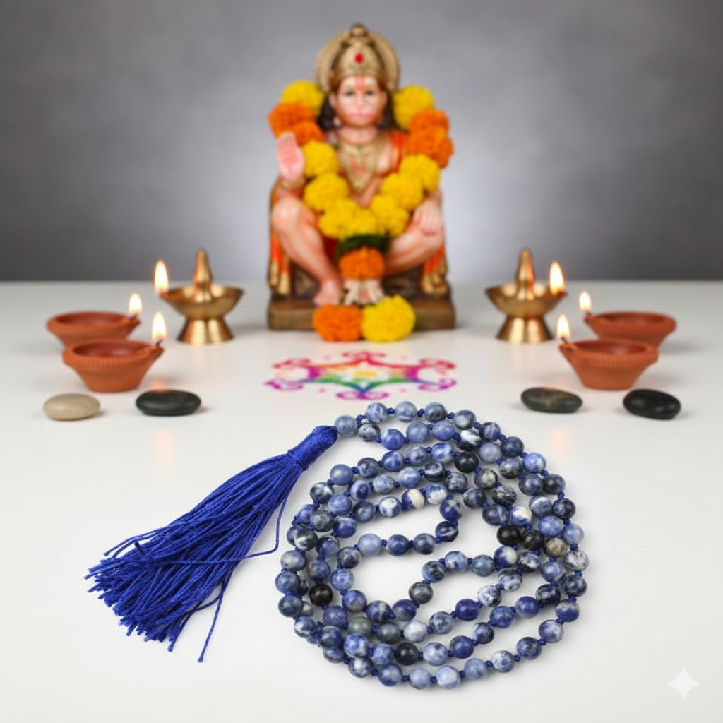 Sodalite 108 Bead Mala – For Clarity & Meditation