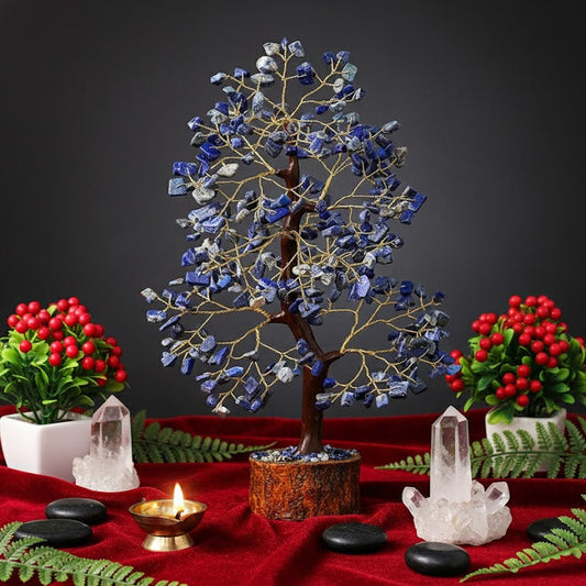 🔵 Lapis Lazuli – Wisdom, Communication & Inner Truth Crystal Tree