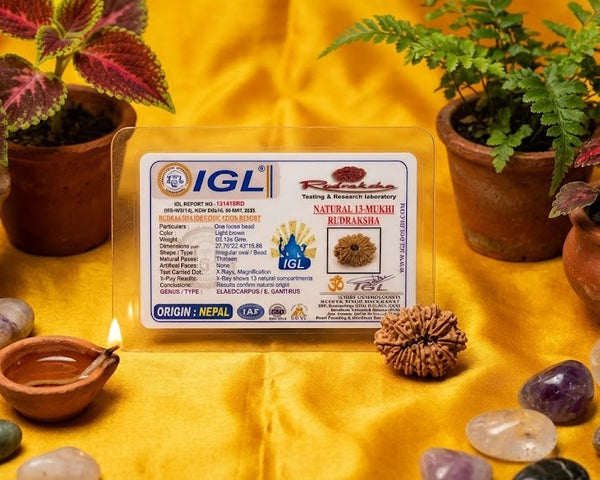IGL label on a yellow background with plants, stones, and a candle