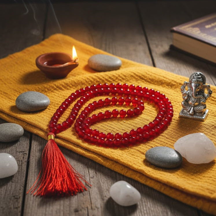 Carnelian 108 Bead Mala – For Energy & Confidence