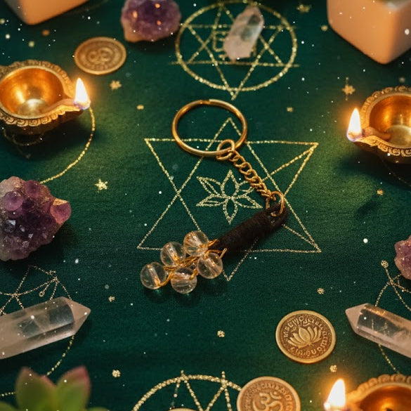 🤍 Clear Quartz Aura Clarity Crystal Keychain