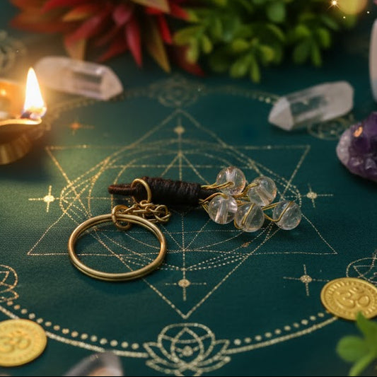 🤍 Clear Quartz Aura Clarity Crystal Keychain