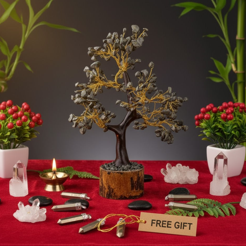 Golden Bloom Success Duo With Raw Pyrite Tree and Pyrite Pendant